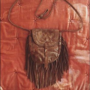 Brown Leather Fringe Bag